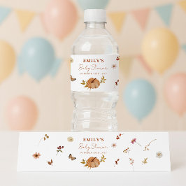 Herfst Pompoen Wilde Bloem Baby Shower Waterfles Etiket