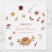 Herfst Pompoen Wilde Bloem Bruidsdiner Wijn Etiket (Enkel label)