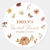 Herfst Pompoen Wilde Bloem Bruidsdouche Ronde Sticker (Voorkant)