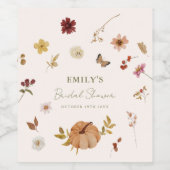 Herfst Pompoen Wilde Bloem Bruidsfeest Wijn Etiket (Enkel label)