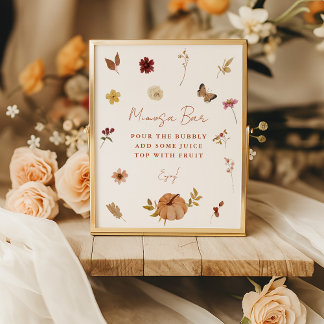 Herfst Pompoen Wilde Bloem Mimosa Bar Bord  Poster