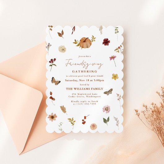 Herfst Pompoen Wilde Bloem Vriendendag Uitnodiging