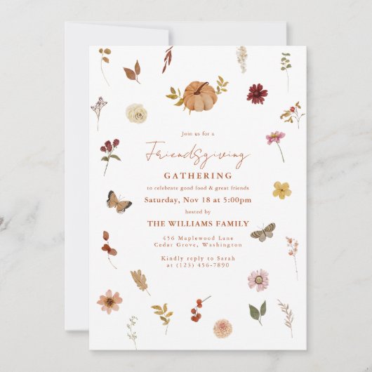 Herfst Pompoen Wilde Bloem Vriendendag Uitnodiging (Voorkant)