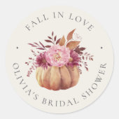 Herfst Pompoen & Wilde Bloemen Bruidsdiner in de h Ronde Sticker (Voorkant)