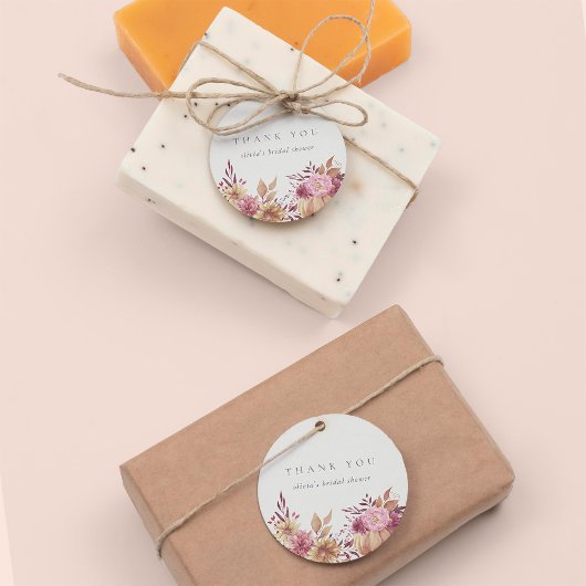 Herfst Pompoen & Wilde Bloemen Bruidsdouche Bedankjes Labels