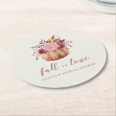 Herfst Pompoen & Wilde Bloemen Bruidsdouche in de  Ronde Kartonnen Onderzetter (Gebogen)