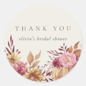 Herfst Pompoen & Wilde Bloemen Bruidsdouche in de  Ronde Sticker (Voorkant)