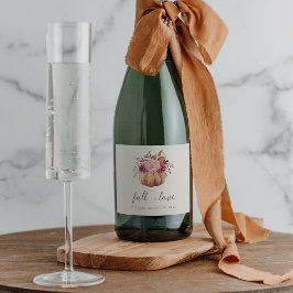 Herfst Pompoen & Wilde Bloemen "Eerlijk Verliefd" Sparkling Wijnetiket