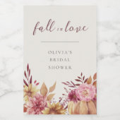 Herfst Pompoen & Wilde Bloemen "Eerlijk Verliefd" Wijn Etiket (Enkel label)