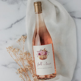 Herfst Pompoen & Wilde Bloemen "Eerlijk Verliefd" Wijn Etiket