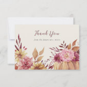 Herfst Pompoen & Wilde Bloemen Plat Bedankkaart (Voorkant)