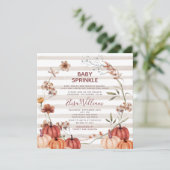 Herfst Pompoen Wilde Bloemen Streep Baby Sprinkle Kaart (Staand voorkant)