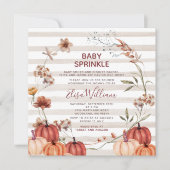 Herfst Pompoen Wilde Bloemen Streep Baby Sprinkle Kaart (Voorkant)