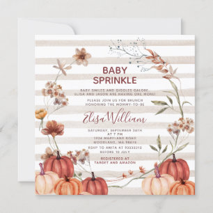 Herfst Pompoen Wilde Bloemen Streep Baby Sprinkle Kaart