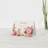 Herfst Pompoen & Wilde Bloemen Valen Bedankkaart (Voorkant)