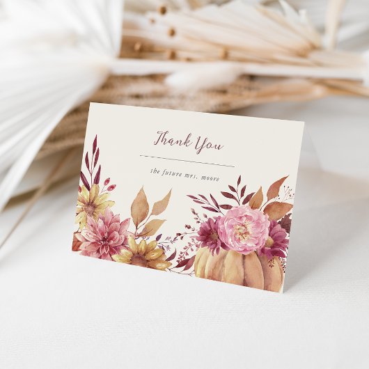 Herfst Pompoen & Wilde Bloemen Valen Bedankkaart