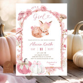 Herfst pompoen wit en roze Fox Girl Baby shower Kaart