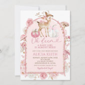 Herfst pompoen wit en roze herten Baby shower Kaart (Voorkant)