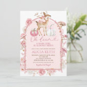 Herfst pompoen wit en roze herten Baby shower Kaart (Staand voorkant)