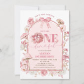 Herfst Pompoen Wit en Roze Onederful 1e Verjaardag Kaart (Voorkant)