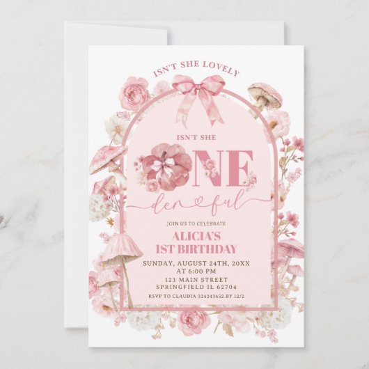 Herfst Pompoen Wit en Roze Onederful 1e Verjaardag Kaart (Voorkant)