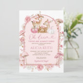 Herfst Pompoen Witte en Roze Tweeling Baby shower Kaart (Staand voorkant)