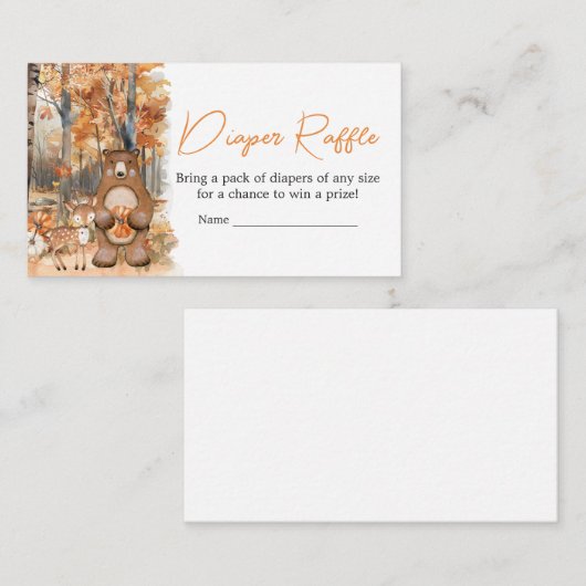 Herfst Pompoen Woodland Animals Baby Luier Raffle Informatiekaartje (Voorkant / Achterkant)