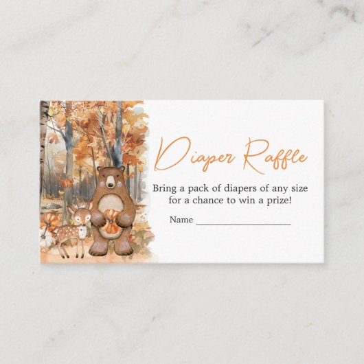 Herfst Pompoen Woodland Animals Baby Luier Raffle Informatiekaartje (Voorkant)