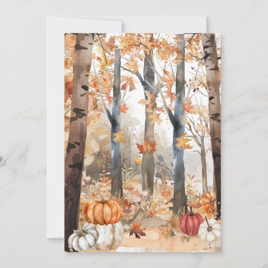 Herfst Pompoen Woodland Dieren Baby shower Kaart (Achterkant)