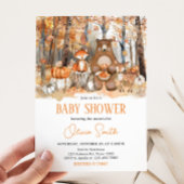 Herfst Pompoen Woodland Dieren Baby shower Kaart