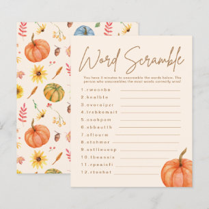 Herfst pompoen woord scamble Baby shower spel