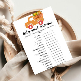Herfst pompoen woord scramble baby shower spel