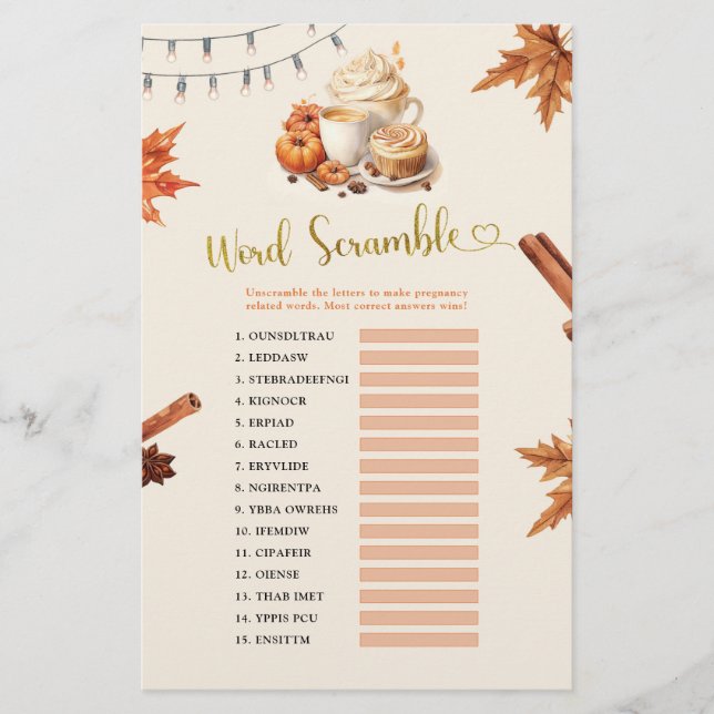 Herfst Pompoen Woordzoekerspellen (Voorkant)