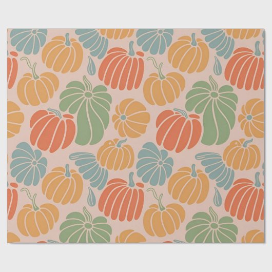 Herfst Pompoen Wrapping Paper Pattern Herfst Seizo Cadeaupapier (Vlak)