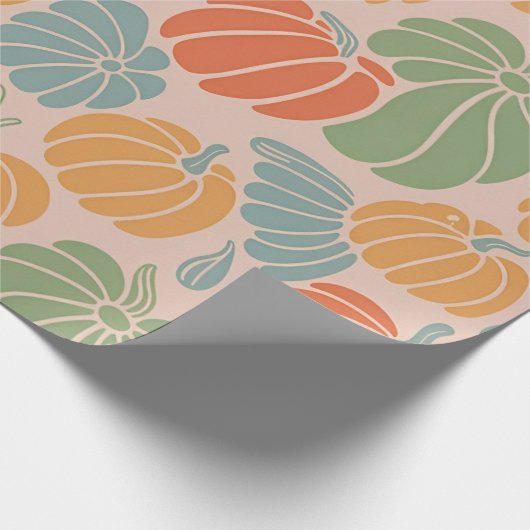 Herfst Pompoen Wrapping Paper Pattern Herfst Seizo Cadeaupapier (Hoek)
