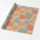 Herfst Pompoen Wrapping Paper Pattern Herfst Seizo Cadeaupapier (Uitgerold)
