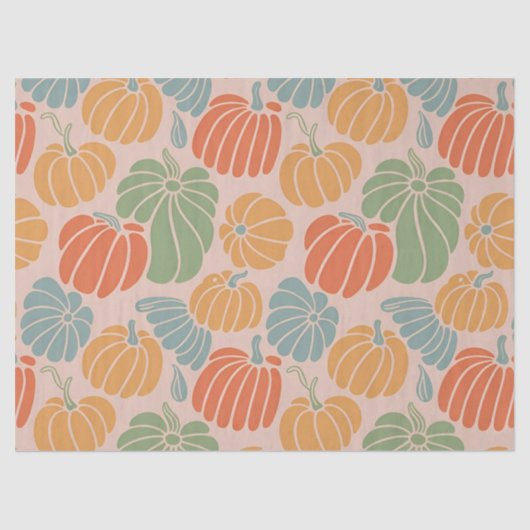 Herfst Pompoen Wrapping Paper Pattern Herfst Seizo Tissuepapier (Voorkant)