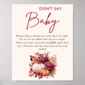 Herfst pompoen zeg geen Baby Baby shower Poster (Voorkant)