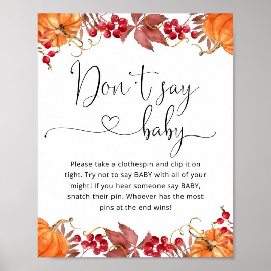 Herfst pompoen Zeg geen baby Poster (Voorkant)