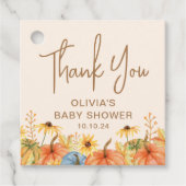 Herfst Pompoen Zonnebloem Baby shower Bedankjes Labels (Voorkant)
