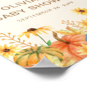 Herfst Pompoen Zonnebloem Baby shower welkomstbord Poster (Hoek)