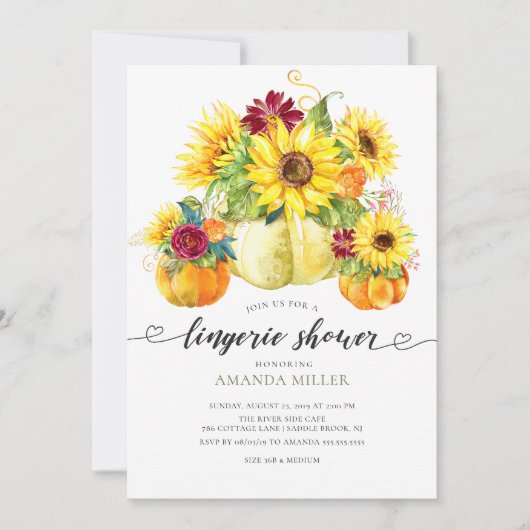 Herfst Pompoen Zonnebloem Bruids Lingerie Douche Kaart (Voorkant)