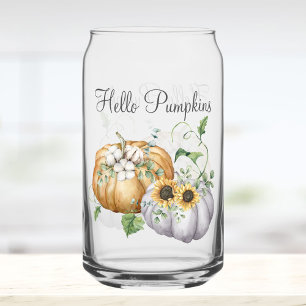 Herfst Pompoen Zonnebloem en Katoenbloemen Blikvorm Glas