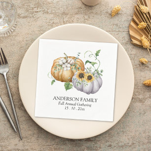 Herfst Pompoen Zonnebloem en Katoenbloemen Servet