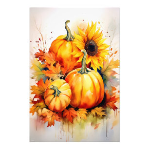 Herfst Pompoen & Zonnebloem Foto Afdruk