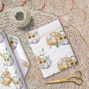 Herfst Pompoen Zonnebloem Oogst Patroon Cadeaupapier