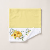 Herfst pompoen, zonnebloemen en groen bad handdoek (Wasdoekje)