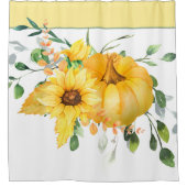 Herfst pompoen, zonnebloemen en groen douchegordijn (Voorkant)