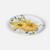 Herfst pompoen, zonnebloemen en groen papieren bordje (Gekanteld)