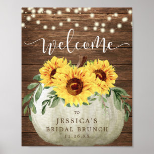 Herfst Pompoen Zonnebloemen Shower Welkom Bord Poster